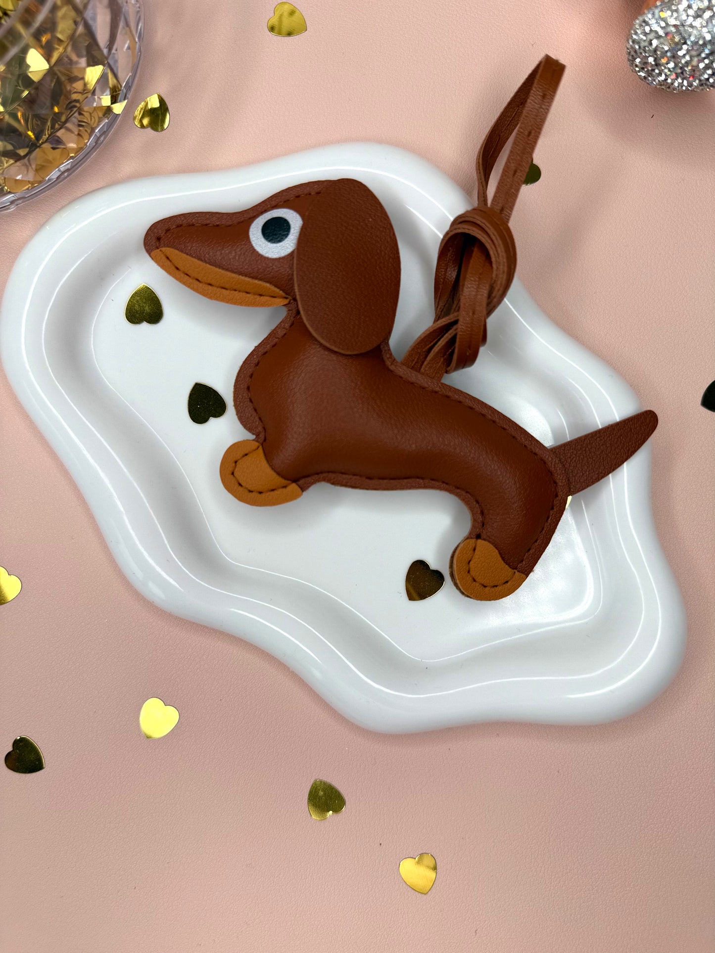 Brown Dachshund Bag Charm – Cute Leather Keychain