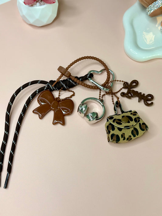 Brown Bow & Leopard Accessory Set