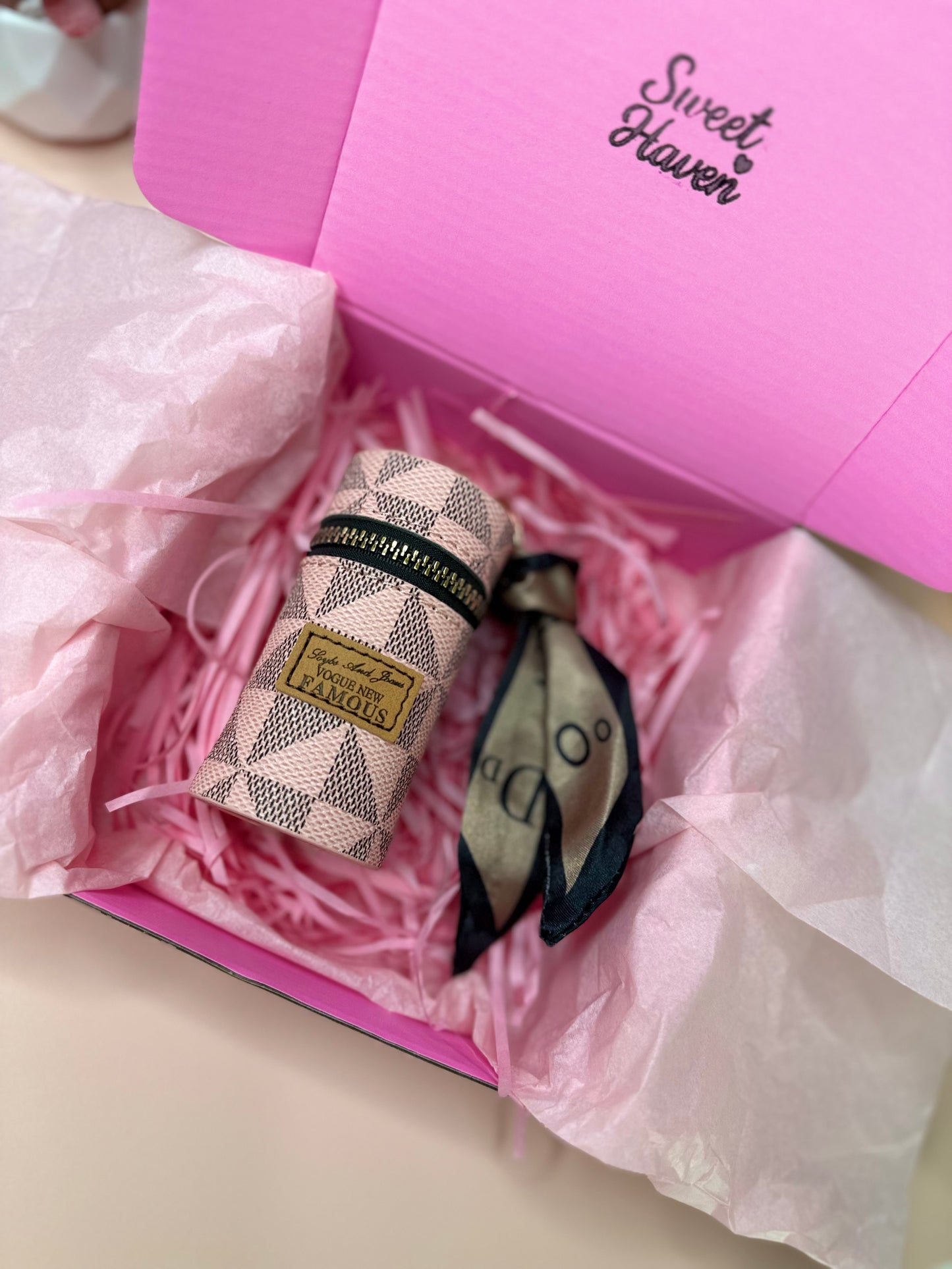 Pink Check Mini Pouch